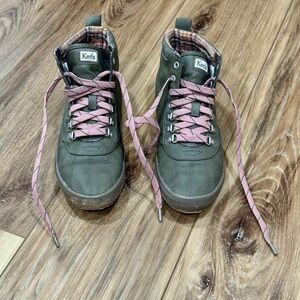 Keds Olive and Pink High-Top Sneakers